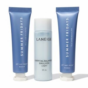 Summer Fridays Jet Lag Mask LANEIGE Essential Balancing Emulsion Travel Size